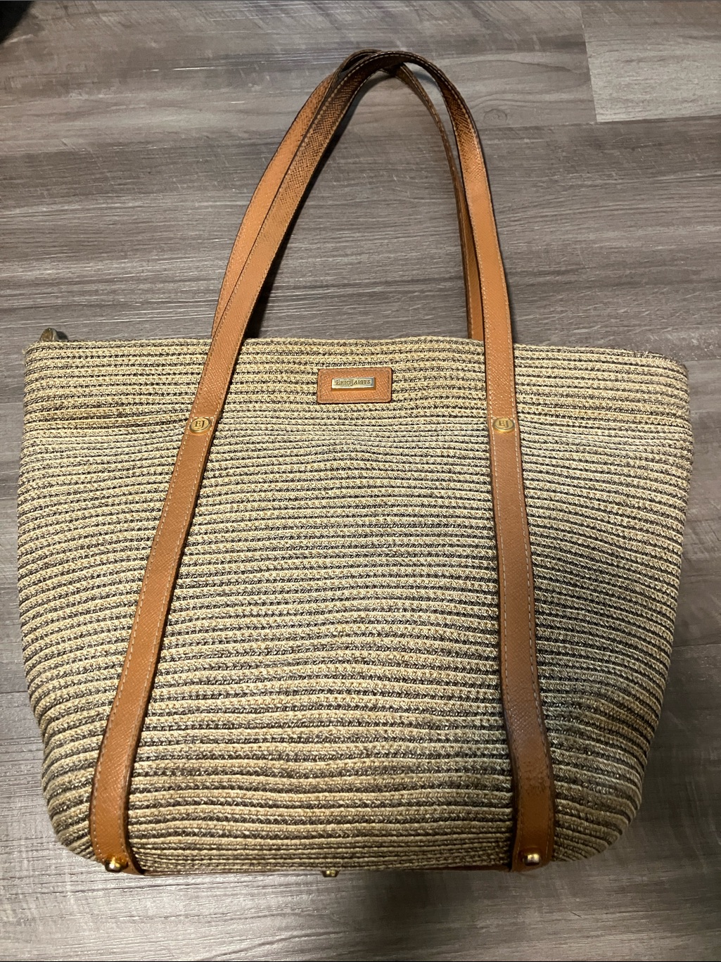 Eric Javits New York Eureka Squishee Straw Tote Shoulder Bag Natural
